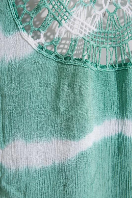 Plus Size Sage Green Tie Dye Crochet Back Vest Top | Yours Clothing  5