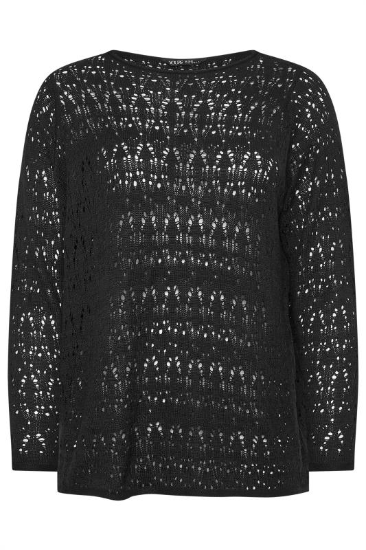 YOURS Plus Size Black Slash Neck Knitted Jumper | Yours Clothing 5