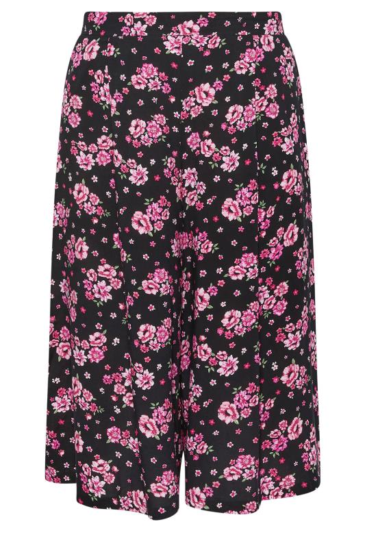 YOURS Plus Size Black Floral Bloom Print Culottes | Yours Clothing 6