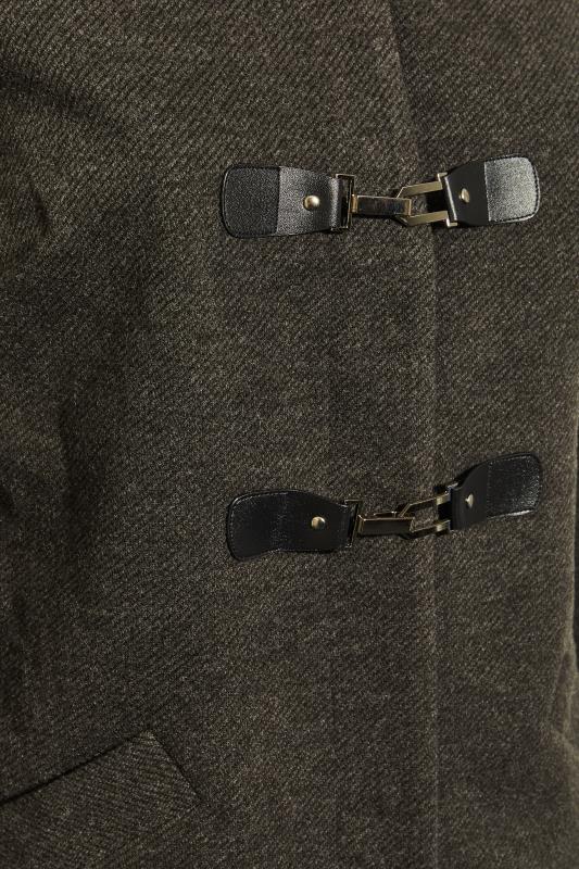 Plus Size Grey Twill Faux Fur Trim Duffle Coat | Yours Clothing 7