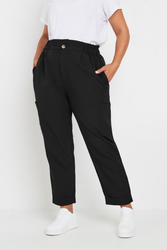  Tallas Grandes YOURS Curve Black Paperbag Waist Cargo Trousers