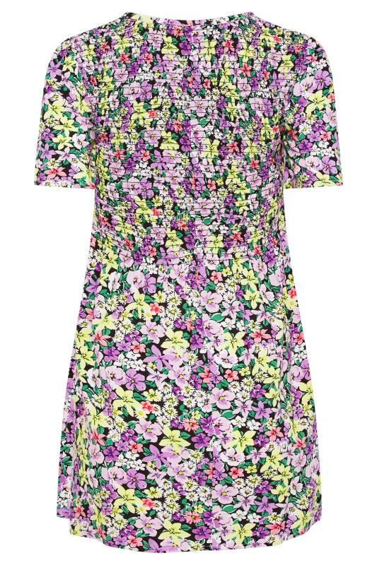 LTS Tall Women's Purple Floral Print Shirred Top | Long Tall Sally  7