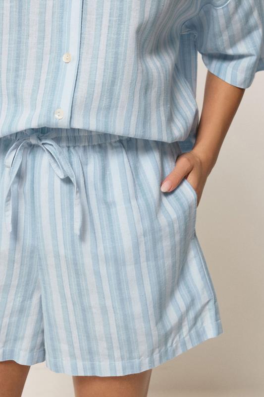 PixieGirl Petite Women's Set Blue Stripe Cotton Shirt & Shorts | PixieGirl 6