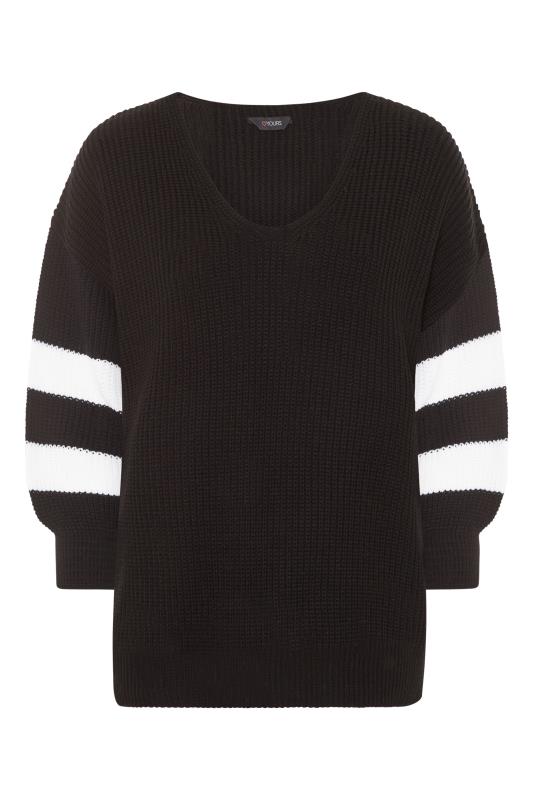 Plus Size Curve Black Varsity Stripe Knitted Jumper | Yours Clothing