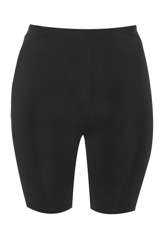YOURS FOR GOOD Curve Black Cotton Cycling Shorts_F.jpg