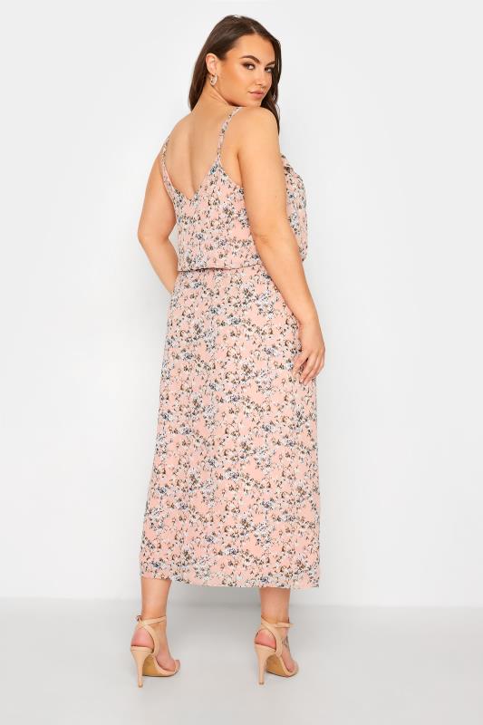 YOURS LONDON Curve Pink Floral Print Ruffle Maxi Dress 3