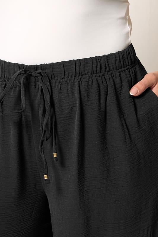 YOURS Plus Size Black Twill Wide Leg Trousers | Yours Clothing 4