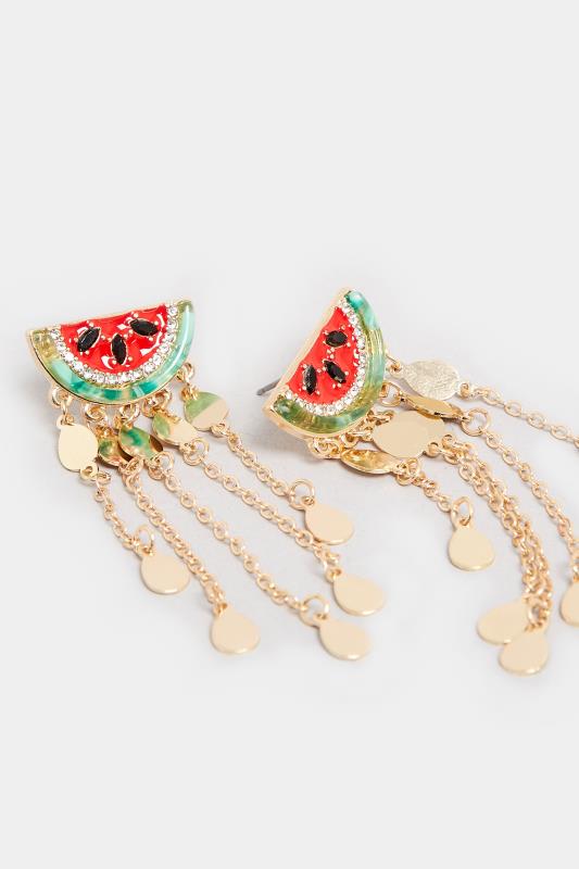 Gold Watermelon Tassel Earrings | Yours Clothing 3