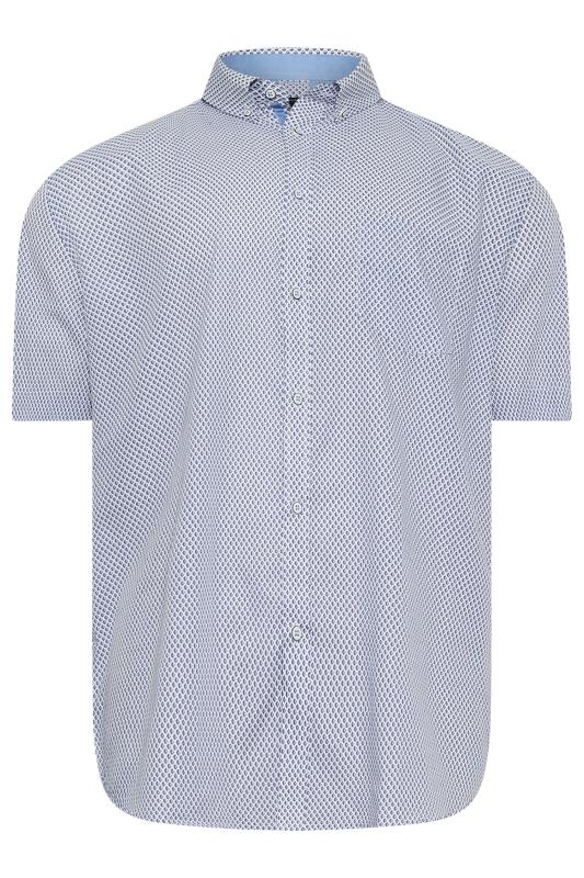 KAM Big & Tall Blue Geometric Print Short Sleeve Shirt | BadRhino 3
