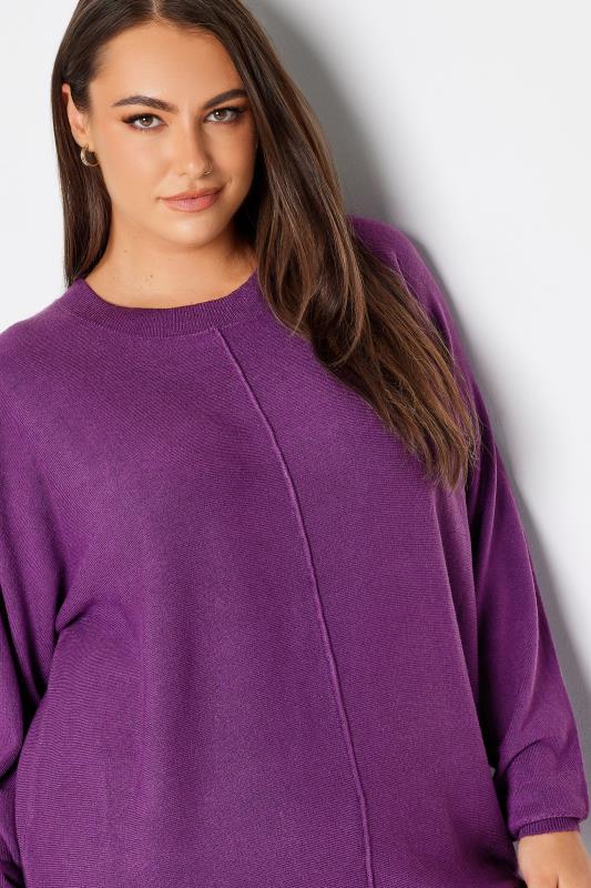 YOURS Plus Size Purple Front Seam Detail Jumper | Yours Clothing 4