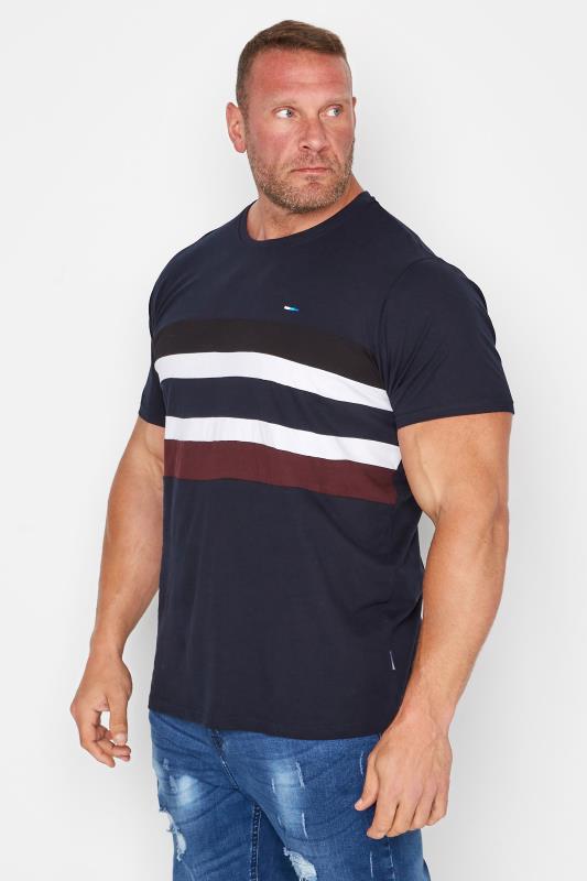 BadRhino Big & Tall Navy Blue Chest Stripe T-Shirt 1