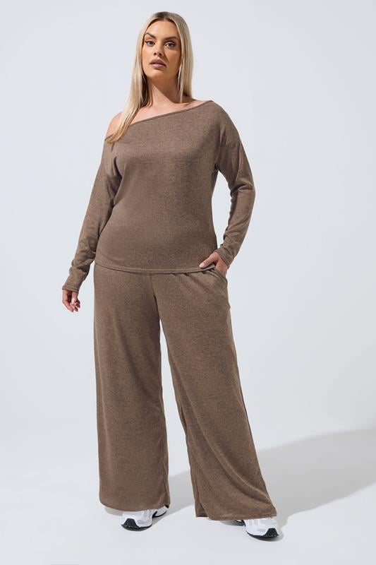 LIMITED COLLECTION Plus Size Natural Brown Off Shoulder Top | Yours Clothing 1