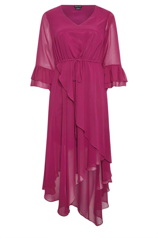 Plus Size  City Chic Berry Pink Layered Chiffon Maxi Dress