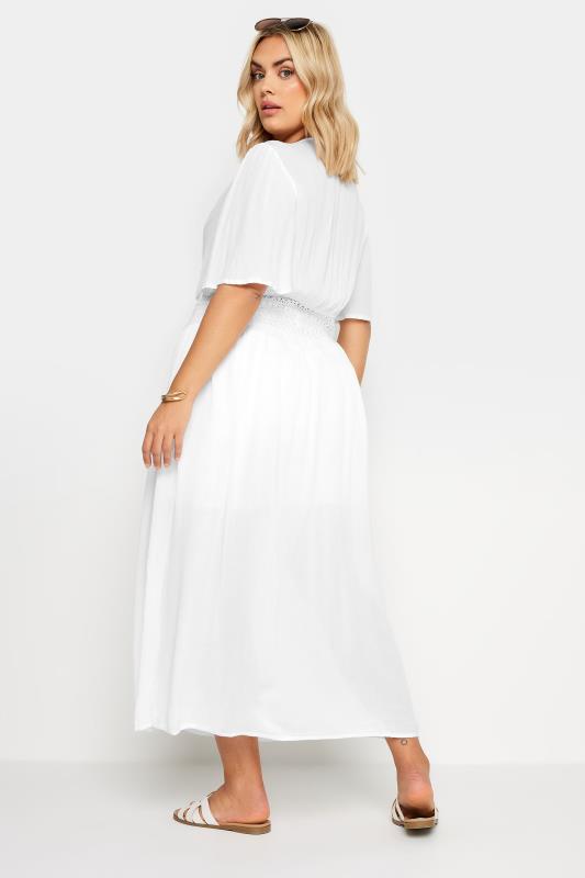YOURS Plus Size White Crinkle Maxi Kimono | Yours Clothing 5