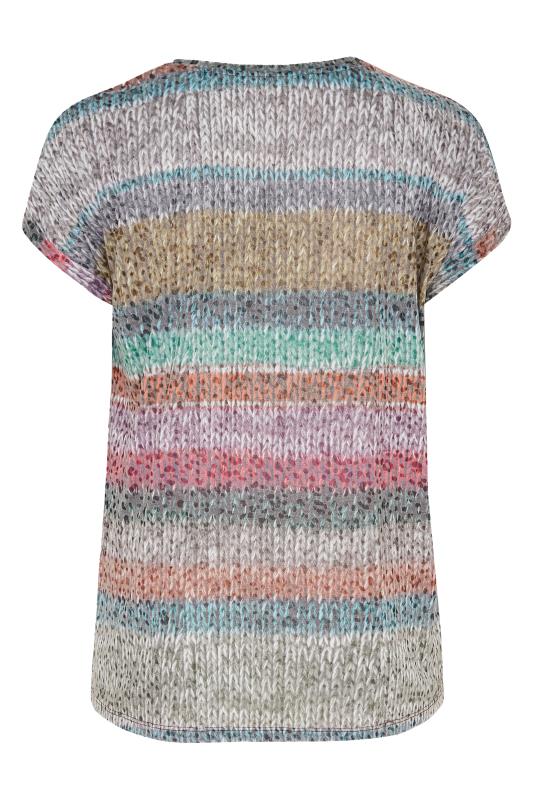YOURS Plus Size Grey Stripe Animal Print T-Shirt | Yours Clothing 6