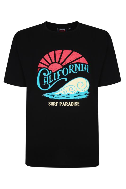 ESPIONAGE Big & Tall Black Surf Paradise Print T-Shirt 1