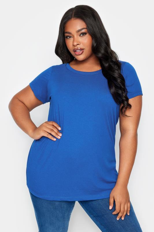 Plus Size  YOURS Curve Cobalt Blue Essential T-Shirt