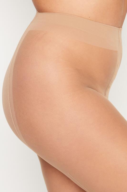 Plus Size Nude High Waist Seamed Tights | Yours Clothing  2