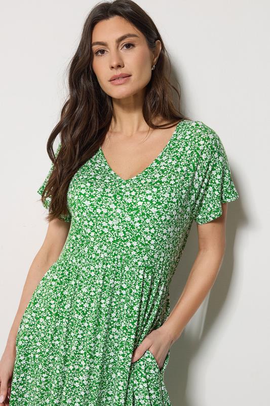 M&Co Green Floral V-Neck Midi Dress | M&Co 4