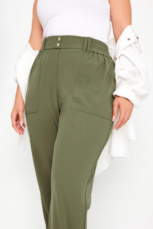 YOURS Plus Size Khaki Green Scuba Cuffed Cargo Joggers | Yours Clothing 4