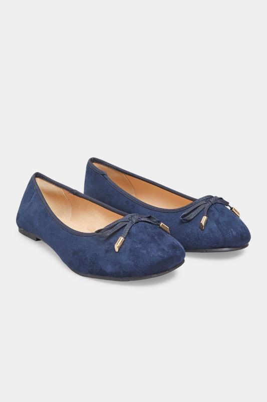 Wide Fit Flat Shoes Navy Blue Ballerina Pumps In Extra Wide EEE Fit