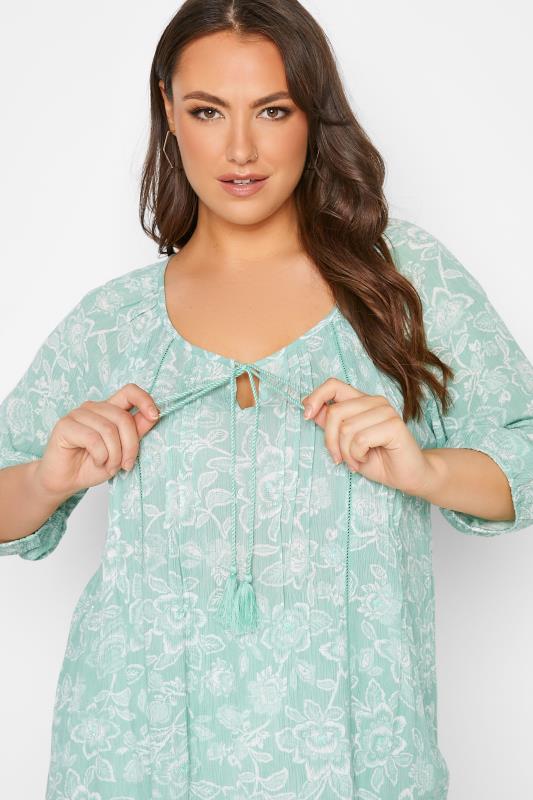 Plus Size Sage Green Floral Gypsy Top | Yours Clothing 4