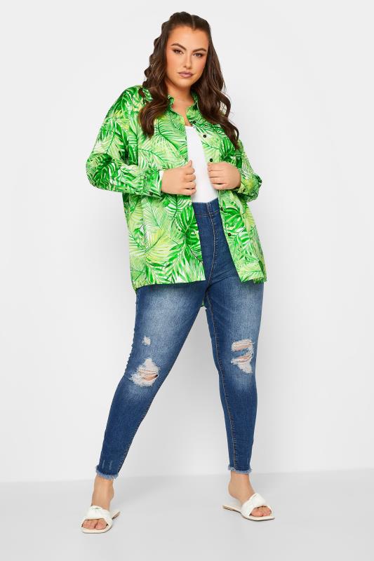 LIMITED COLLECTION Plus Size Green Leaf Print Shirt | Yours Clothing  5