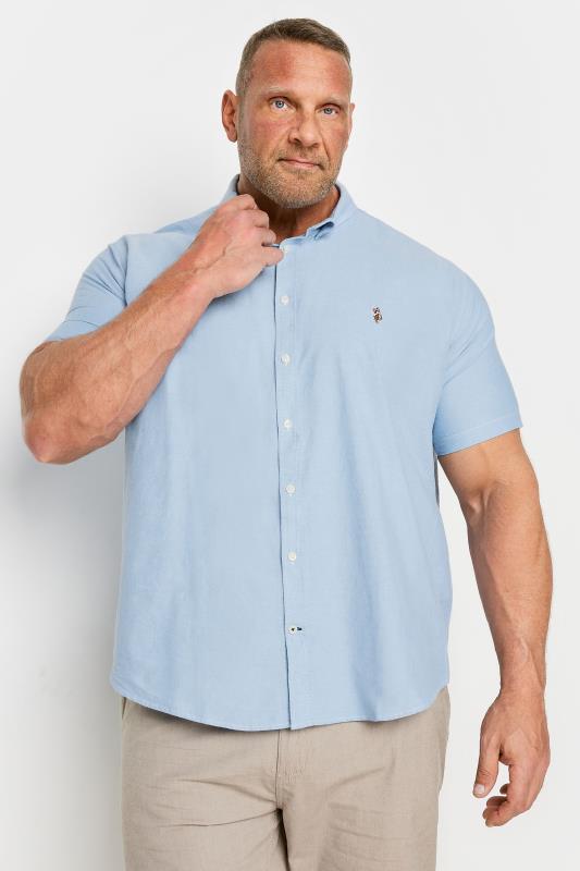 U.S. POLO ASSN. Blue Short Sleeve Oxford Shirt | BadRhino 1