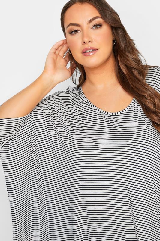 YOURS Plus Size Blue & White Stripe Dipped Hem Tunic Top | Yours Clothing 4