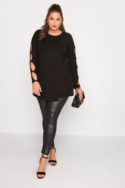 LIMITED COLLECTION Plus Size Black Cut Out Sleeve Top | Yours Clothing 2
