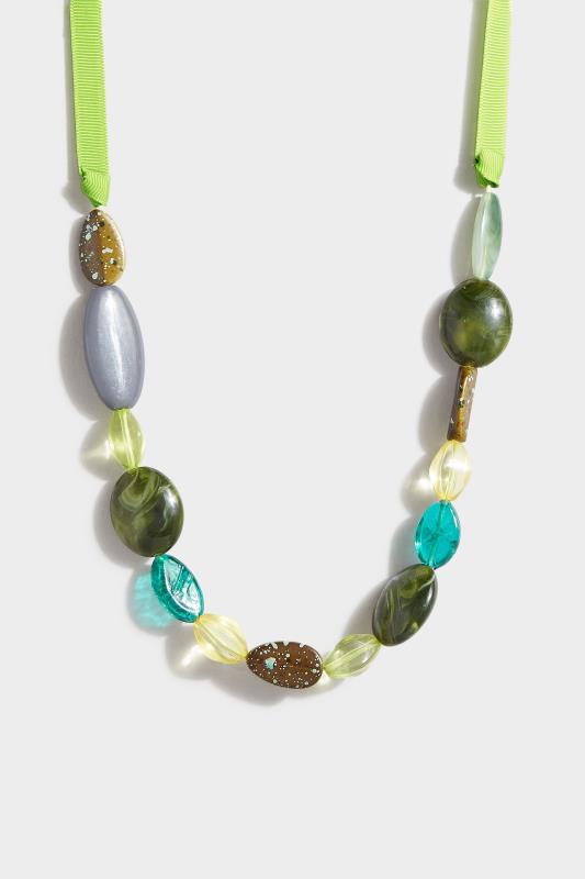 Green Multi Bead Necklace | Yours Clothing 2