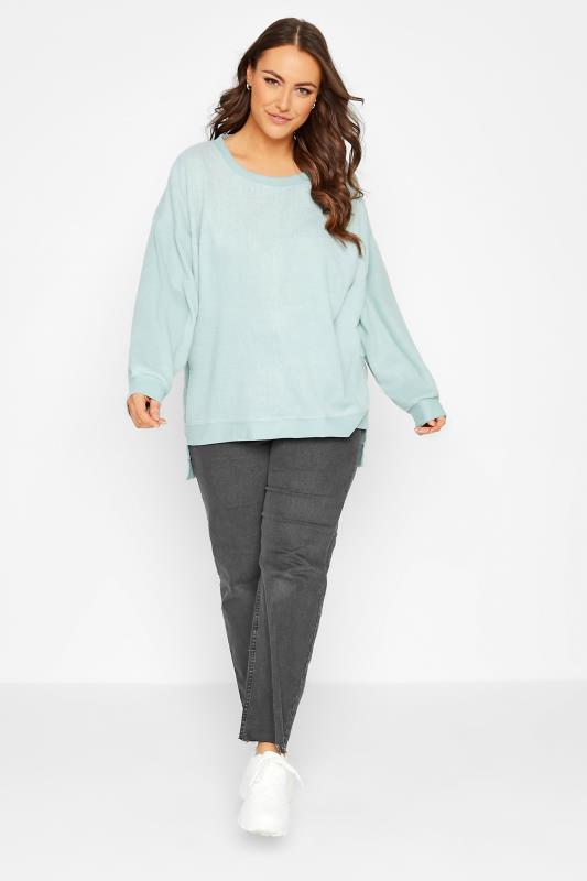 Plus Size Mint Green Soft Touch Fleece Sweatshirt | Yours Clothing 2