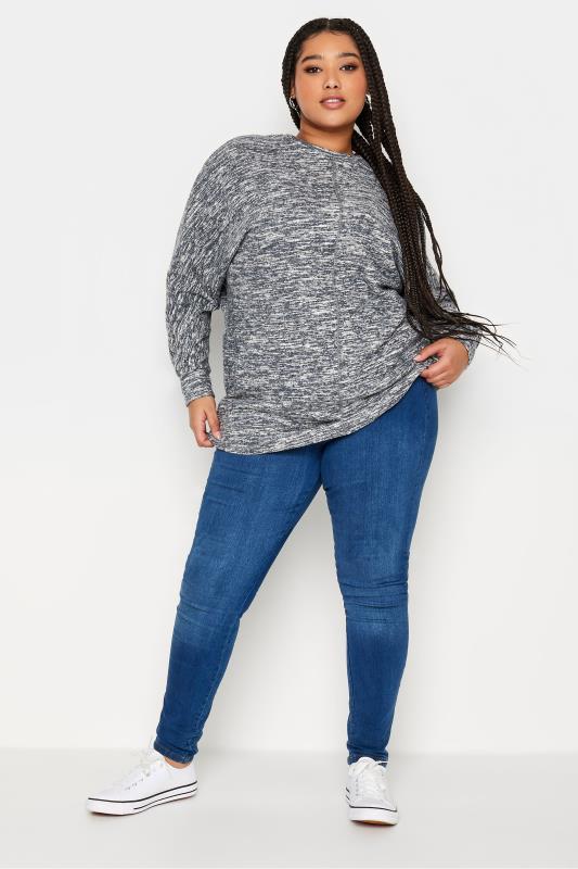 YOURS LUXURY Plus Size Grey Front Seam Detail Jumper | Yours Clothing 2