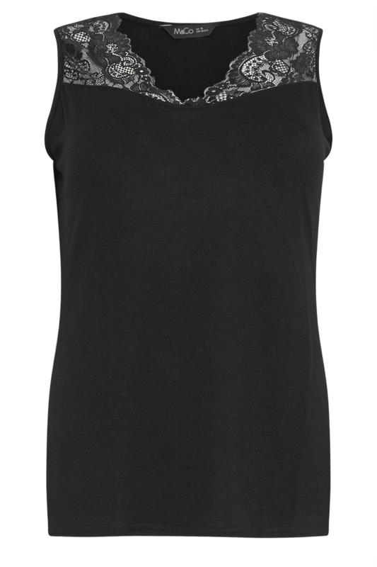 M&Co Black Sleeveless Lace Insert Vest Top | M&Co 5