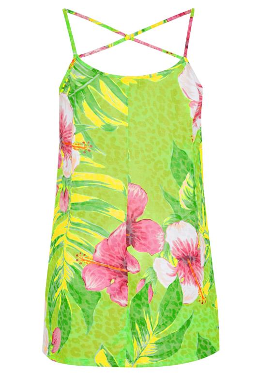 Curve Green Tropical Print Strappy Vest Top 5