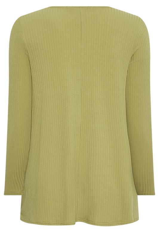YOURS Plus Size Green Ribbed Long Sleeve Swing Top  | Yours Clothing 7