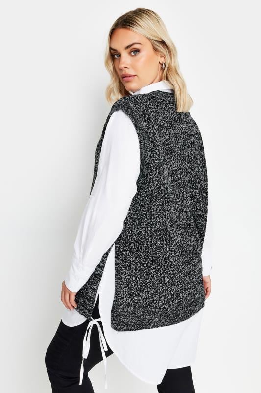 YOURS Curve Black & Grey Knitted Vest | Yours Clothing 5