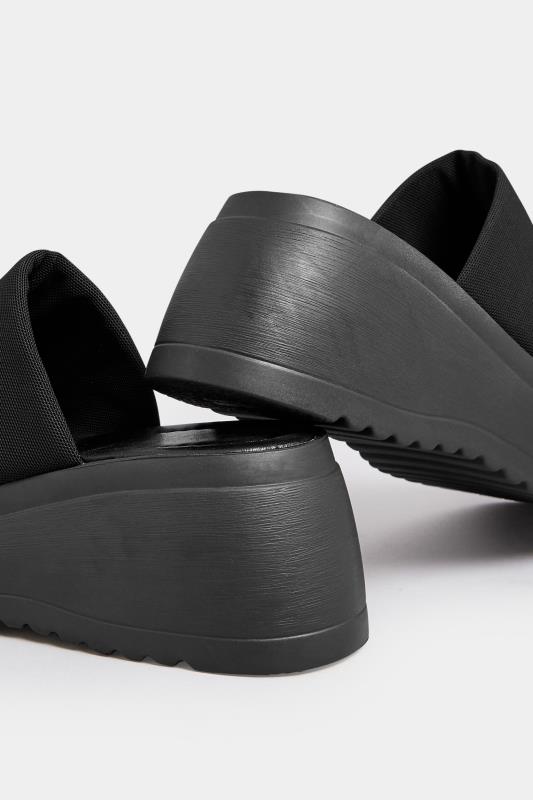 PixieGirl Black Wedge Platform Mule Sandals In Standard Fit | PixieGirl 5