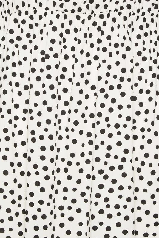 PixieGirl White Polka Dot Frill Bardot Maxi Dress | PixieGirl 5