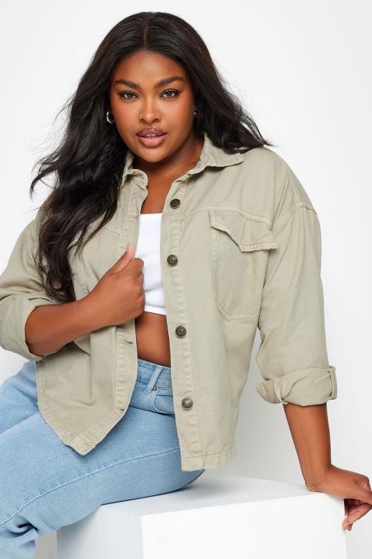  Grande Taille YOURS Curve Stone Brown Denim Jacket