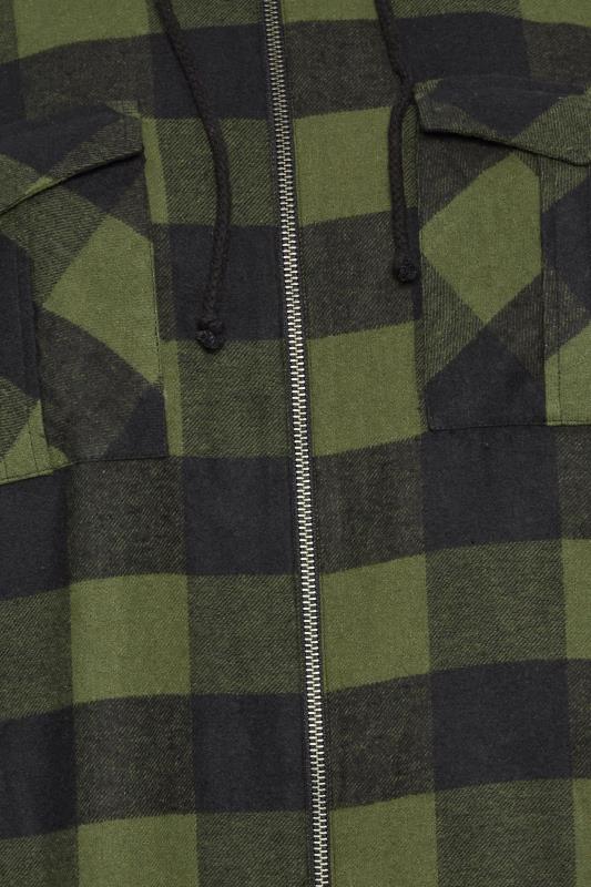 YOURS Plus Size Khaki Green Check Print Hooded Shirt | Yours Clothing 7