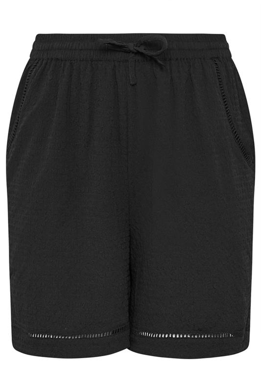YOURS Plus Size Black Ladder Detail Shorts | Yours Clothing 5