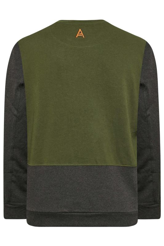 STUDIO A Big & Tall Khaki Green & Grey Zip Pocket Sweatshirt | BadRhino 5