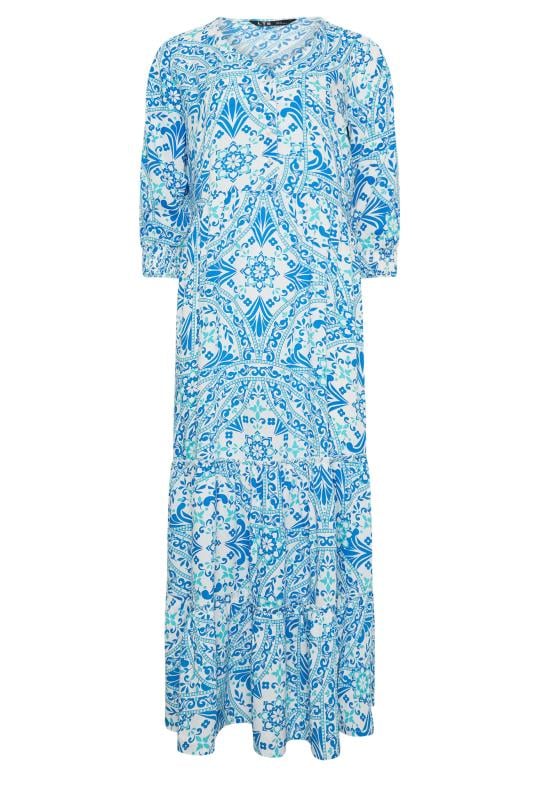 LTS Tall Maternity Blue Tile Print Tiered Midaxi Dress | Long Tall Sally 5