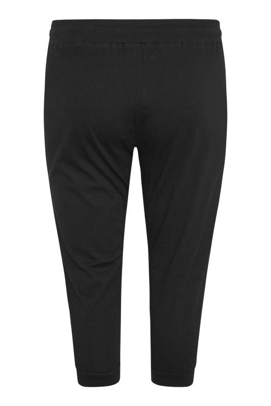 Plus Size Black Cotton Cropped Joggers | Yours Clothing 5