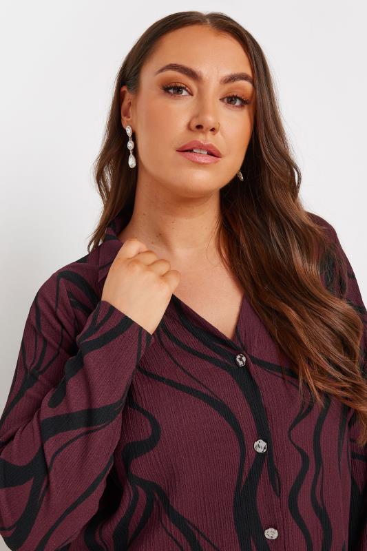 YOURS Plus Size Burgundy Red Swirl Print Textured Shirt | Yours Clothing  4