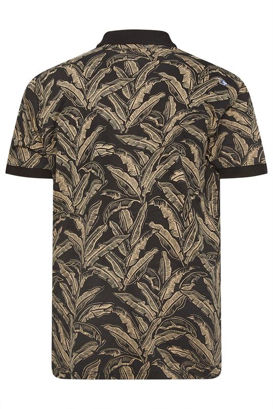 D555 Big & Tall Black Jacquard Print Polo Shirt | BadRhino 4