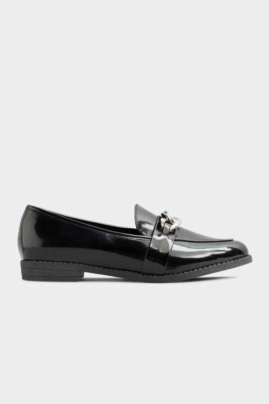 LIMITED COLLECTON Black Patent Chain Loafers In Extra Wide Fit | Yours Clothing 3