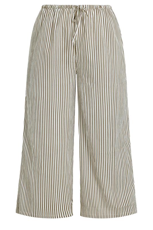YOURS Plus Size Brown & White Striped Wide Leg Trousers | Yours Clothing 5
