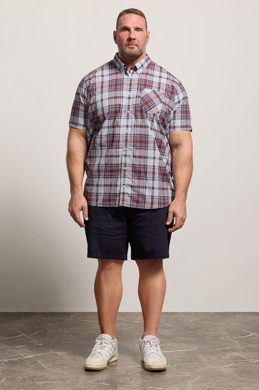 BEN SHERMAN Big & Tall Light Blue Check Print Shirt | BadRhino 2